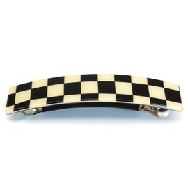 QinGoo Schwarz Schachbrett Barrette Automatische Haarspange Patentspange Haarschmuck Kopfschmuck 1stück(10.5cm*2.5cm,Black)