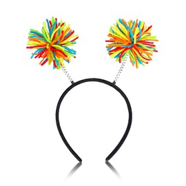 Doneace Rainbow Pom Pom Headband - Fashion Fluffy Ball Hair Hoop, Gay Pride Party Headwear Decoration for Women, Girls, Kids