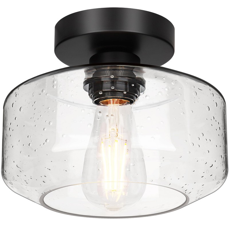 Industrial Semi Flush Mount Ceiling Light, 800 Lumen LED Bulb