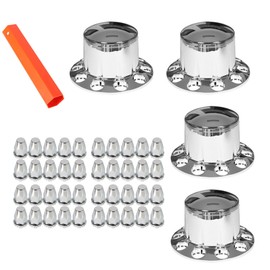 YSMN Chrome Plastic Rear Axle Hub Cover Kit for 22.5 in. and 24.5 in. Semi-Trailer Wheels 33mm Screw-on Nut Covers