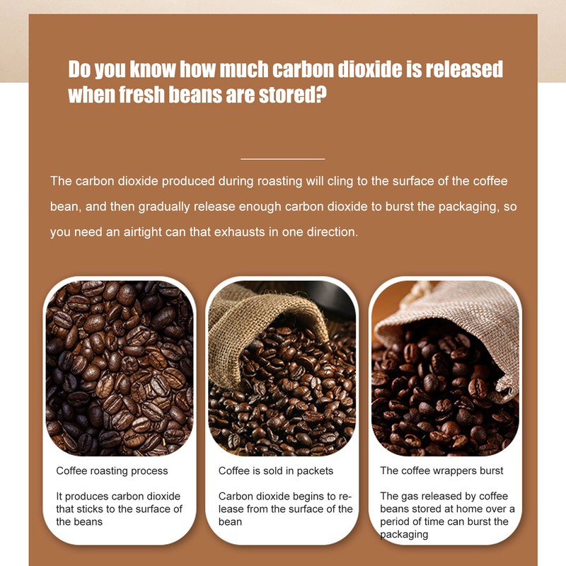 Airtight Coffee Canister 304 Stainless Steel Valve with Scoop for