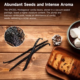 SPICEEL Madagascar Vanilla Beans Grade A Vanilla Pods for Making Vanilla Extract, Whole 5" - 7" Vanilla Beans for Baking, 25 Counts