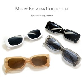 MERRY PLEASURE Sunglasses, Men's, Women's, Square, Light Color Lens, Light Color, Black, Smoke, White, Brown, Beige, Clear, Gray, Black x Smoke