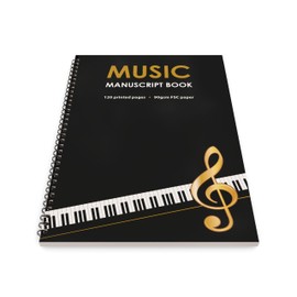 The Worcestershire Stationery Company A4 Music Manuscript Book, 12 Staves per page. 120 pages, 90gsm FSC paper. Wiro bound