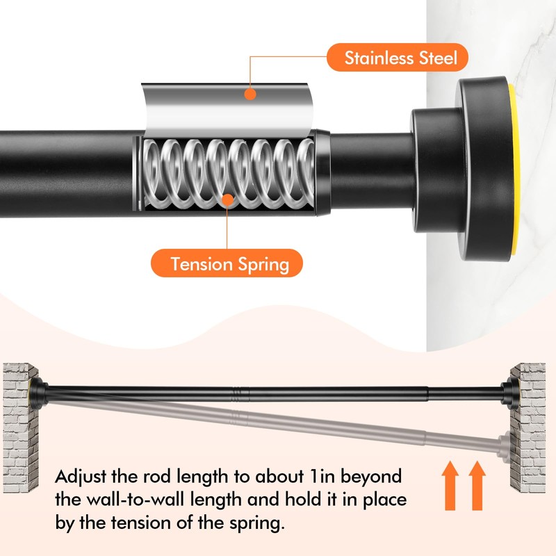 Shower Curtain Rod 31-80 in Adjustable Curtain Rod No Drilling