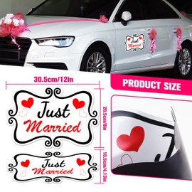 Dakchor Just Married Car Decorations, Just Married Car Magnet Set, Marry Me Magnetic Sign for Car Wedding Decoration White 4 PCS(2 Large 12 * 8 in + 2 Small 12 * 4 in)