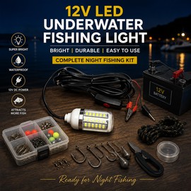 12V Underwater Fishing Light for Night Fishing – 108 LED Submersible Fish Attracting Lamp for Boats & Ice Fishing