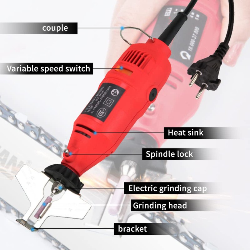 Cordless Chainsaw Chain Sharpener Kit 180W Electric Punch Mill Grinding