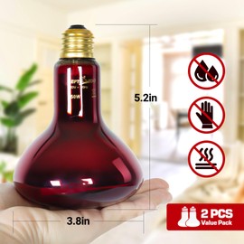 REPTI ZOO 150W Infrared Heat Lamp Bulb for Reptile, 2 Pack Infrared Basking Spot Light for Reptiles & Amphibian,Bearded Dragon, Leopard GeckoTurtle,Lizard, Chickens | Pet Brooders Heat Lamp