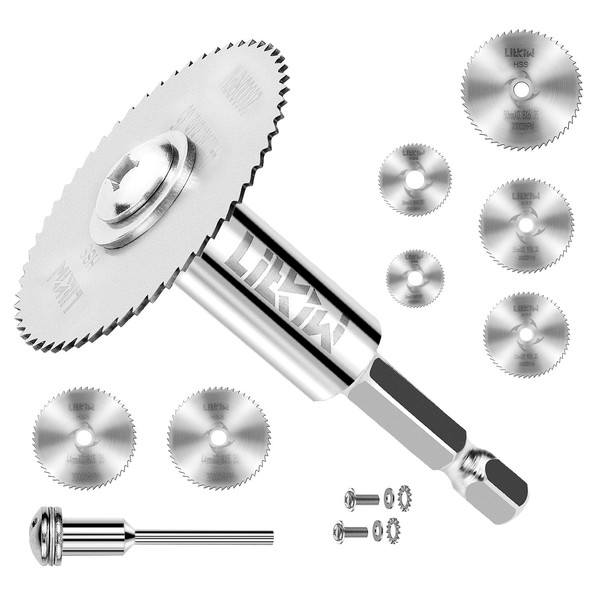 LitKiwi 7PCS Rotary Drill Saw Blades,with 1PCS 1/4" Hex Shank