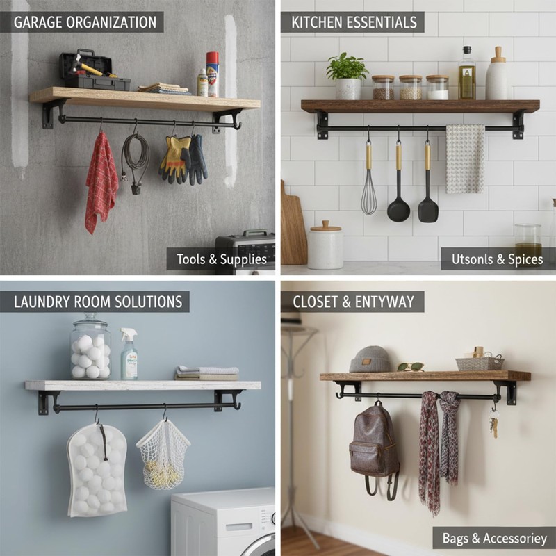 Closet Rod Support Bracket 12 Inch, Heavy Duty Wall Mount,