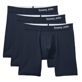 Tommy John Men’s Trunk 6" Underwear - Supima Cool Cotton Boxers with Supportive Contour Pouch - Cool, Dry Pima Cotton Blend, 3 Pack, Navy, Large