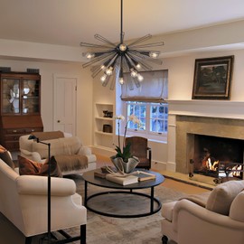 Modern 10-Light Sputnik Black Chandelier, Starburst Light Fixture for Living Room, Dining, Bedroom, Kitchen, Easy Installation, Adjustable Hanging, Lightweight, Durable, Bright