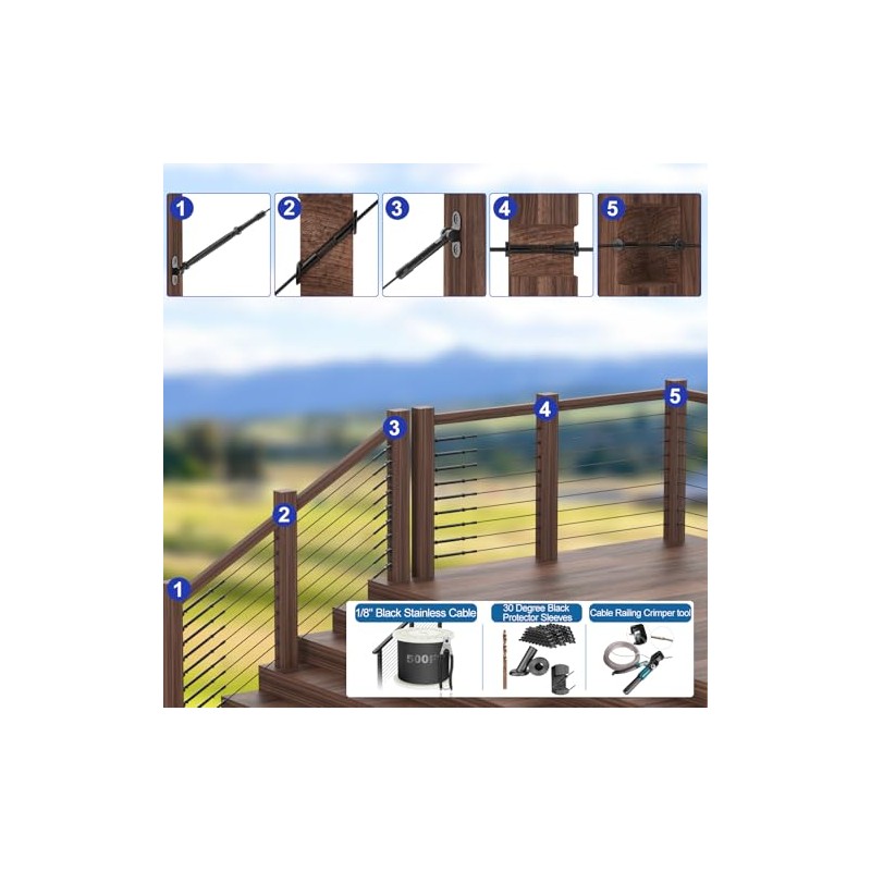 BLIKA 80 Pack Black Stainless Steel Protector Sleeves for 1/8"
