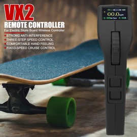 EVTSCAN Latest Electric Skateboard Remote Controller, 2.4Ghz VX2 Wireless Remote and Receiver, with Streamlined Designed and Anti‑Slip Wrist Strap, for DIY Electric Skate Board