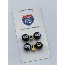 Set of 4 Valve Caps + 2 Bicycle Adapters - Eye with Tear - Suitable for Any Car, Motorcycle and Bicycle