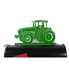 Farm and Ranch Metal Mailbox Topper (Modern Tractor and Driver, Green)
