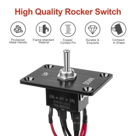 QTEATAK Prewired Self Reset 6-Pin 3 Position UP/Down Button Switch, Rocker Switch, Toggle Switch with Mounting Plate - Waterproof Cap Included