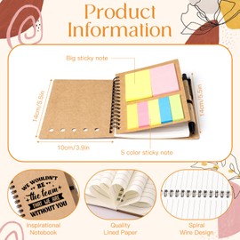 Fvntuey 6Set Employee Appreciation Gifts Bulk, Thank You Gift Inspirational Notebook Makeup Bag for Team Volunteer Nurse Coworker Teacher, Cosmetic Bag Notepad with Bamboo Pen Gifts Box (6, Team)