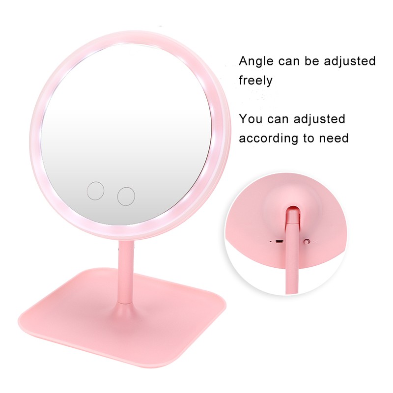 USB Charging 5 Color Light Desktop Cosmetic Mirror Adjustable LED
