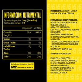 BCAA en Polvo Hiper-Sport Sin Sabor, 1 kg Sin Gluten