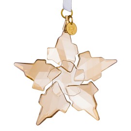 Christmas Snowflake Ornaments Clear Crystal Ornaments, Christmas Tree Crystal Ornaments Home Hanging Decor Gifts (Champagne)