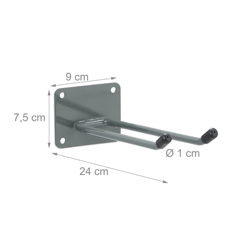 Relaxdays Wall Hook, 24 cm Long, Double Hook Wall, Tool