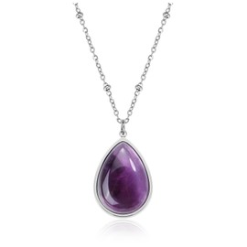 CrystalTears Amethyst Crystal Necklace for Women Dainty Silver Teardrop Healing Crystal Pendant Necklace Jewellry Gifts for Women Mum Girlfriend Birthday Mother’s Day Christmas