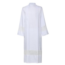 COSDREAMER Catholic Priest Alb Pleated Cross Pulpit Liturgical Cotta Vestment Robe Unisex