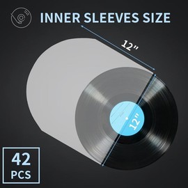 42 count Vinyl Inner Sleeves, 12 Inches Vinyl Record Inner Sleeves,  Round Record Sleeves Inner Protect Your LP Albums from , Dirt & Dust - Color: 12 Inches