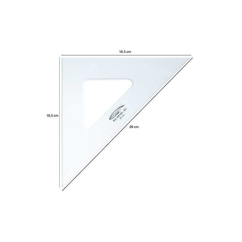 Graphoplex Set Square 45 ° 3 Straight Edges Transparent 26