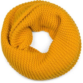 styleBREAKER 01018166 Women's Knitted Loop Scarf Plain with Left Knit Pattern, Warm Winter Knitted Scarf, Tube Scarf, curry