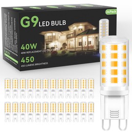 TJOY 24 Pack G9 LED Bulb 4W, 40 Watt Equivalent Halogen, 3000K Warm White Chandelier Light Bulbs, T4 G9 Bi-pin Base for Crystal Chandelier Home Lighting, 360 Degree Angle, 120V,Non-dimmable
