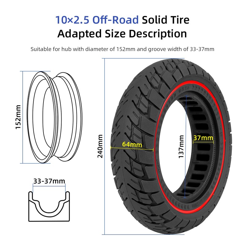 ulip 10x2.5 Solid Tires 10 Inch for Kugoo M4/M4 Pro