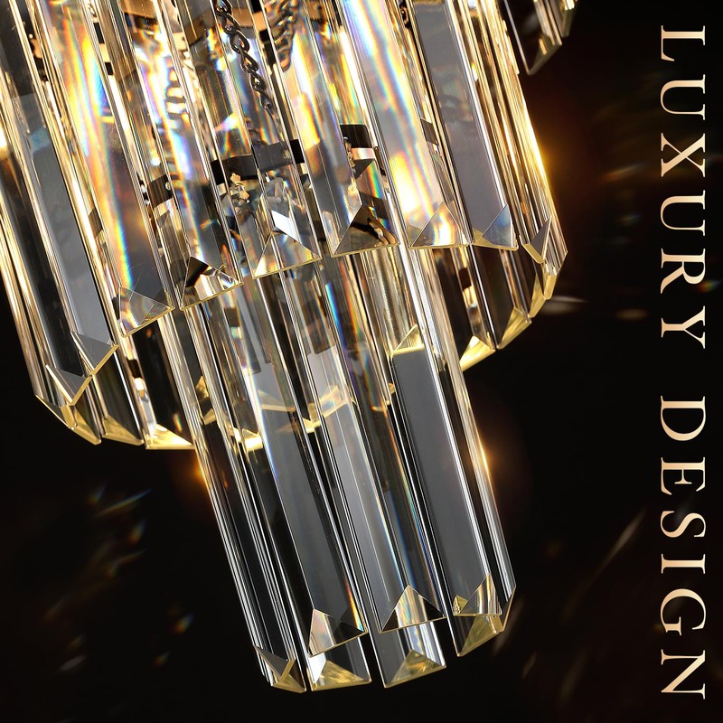 Black Crystal Pendant Light for Kitchen Island,Mini Crystal Chandeliers Modern