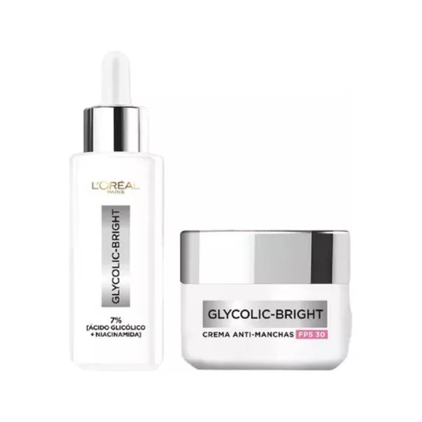Kit L'Oréal Glycolic Bright | Sérum + Crema Anti-manchas |