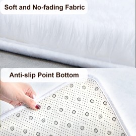 TWINNIS Super Soft Shaggy Rugs Fluffy Carpets, 4x5.9 Feet, Indoor Modern Plush Area Rugs for Living Room Bedroom Kids Room Nursery Home Decor, Upgrade Anti-Skid Rectangular Fuzzy Rug, White