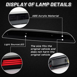 PGTONOE Smoked LED High Mount 3rd Third Brake Turn Signal Light Cargo Lamp Compatible with Ford F150 F250 F350 F450 Ranger