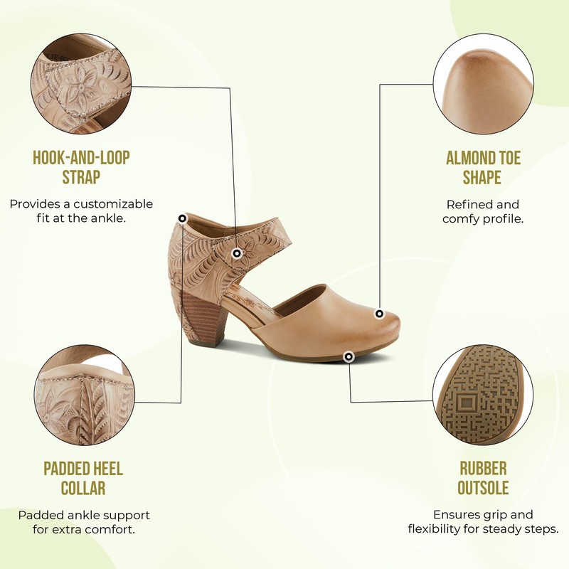 Spring Step L’Artiste Women’s Toolie Pump Shoe - Hand-Painted Tooled