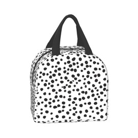 HIZUWKY Polka Black Dot Lunch Box Insulated Lunch Bag for Kids Teens Girls Boys Womens for School Work Picnic Travel