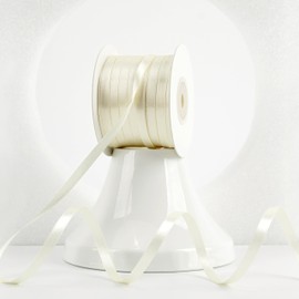 MEEDEE Ivory Satin Ribbon 1/4 Inch Lux Satin Double Sided 100 Yards Cream Thin Ribbon for Crafts, Gift Wrapping, Ornaments, Holiday Decorating, Hair Bow, Wedding, Birthday, Party Supplies