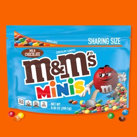 M&M'S Minis Milk Chocolate Candy, Sharing Size, 9.4 oz Resealable Bag (Pack of 8)