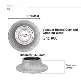SHDIATOOL 3 Inch Profile Hand Diamond Wheel Height 20mm Demi-bullnose Edge Grinding for Stone Marble Granite Rock