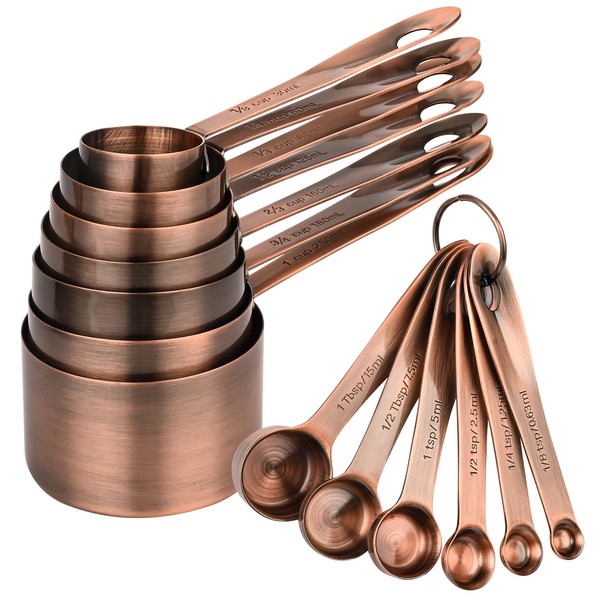 Smithcraft Measuring Cups and Spoons Set, Copper Measuring Cups and