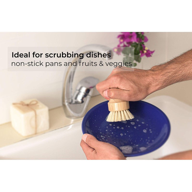 ECOLULU Bamboo Dish Brush Set & Wood Bottle Brush for