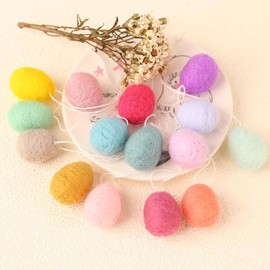 HERZONE Felt Easter Egg Pendant, Easter Decoration Easter Eggs for Hanging, Easter Decoration, Spring Decoration, Easter Spring (Colourful, Small Eggs B)