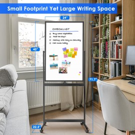 maxtek maxtek Magnetic Mobile White Board, 40 x 24 Double Sided Dry Erase Board Rolling Whiteboard, Aluminum Frame Standing Whiteboard on Wheels for Home Office Classroom (40 x 24 Black)