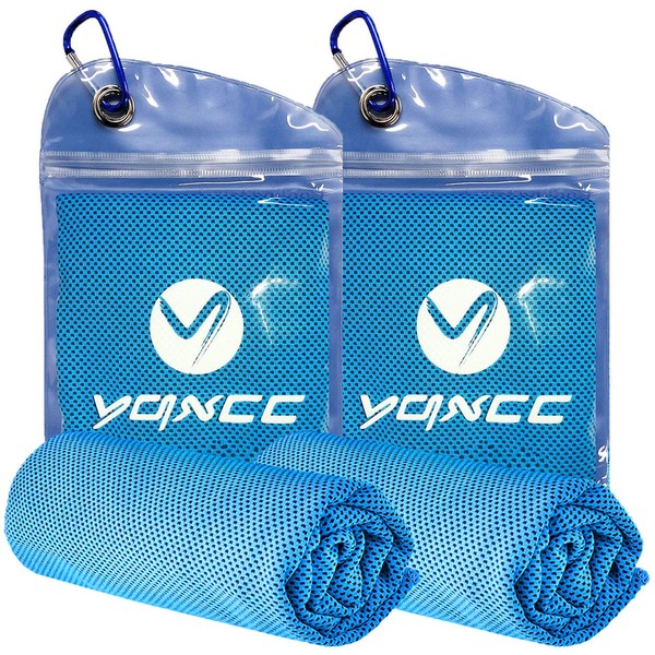 YQXCC 2 Pack Cooling Towel (120x30 cm) Ice Towel for Neck, Microfibre Cool Towel, Soft Breathable Chilly Towel for Yoga, Golf, Gym, Camping, Running, Workout & More Activities