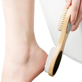 CENPEK 4-in-1 Foot Exfoliating Brush Pumice Stone Callus Remover with Foot Care Bristle Brush, Pumice Stone, Foot Rasp, Sandpaper and Bamboo Handle