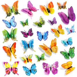60 Piezas de Decoración de Mariposas 3D con Imanes - Autoadhesivas para Pared, Fiestas, Bodas (12 Estilos, 4 Tamaños, Colores Vibrantes)